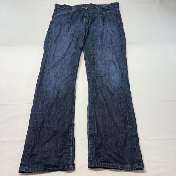 Lucky Brand 221 Original Straight Dark Blue Wash Denim Jeans Pants Men’s W34 L32 - Picture 1 of 8